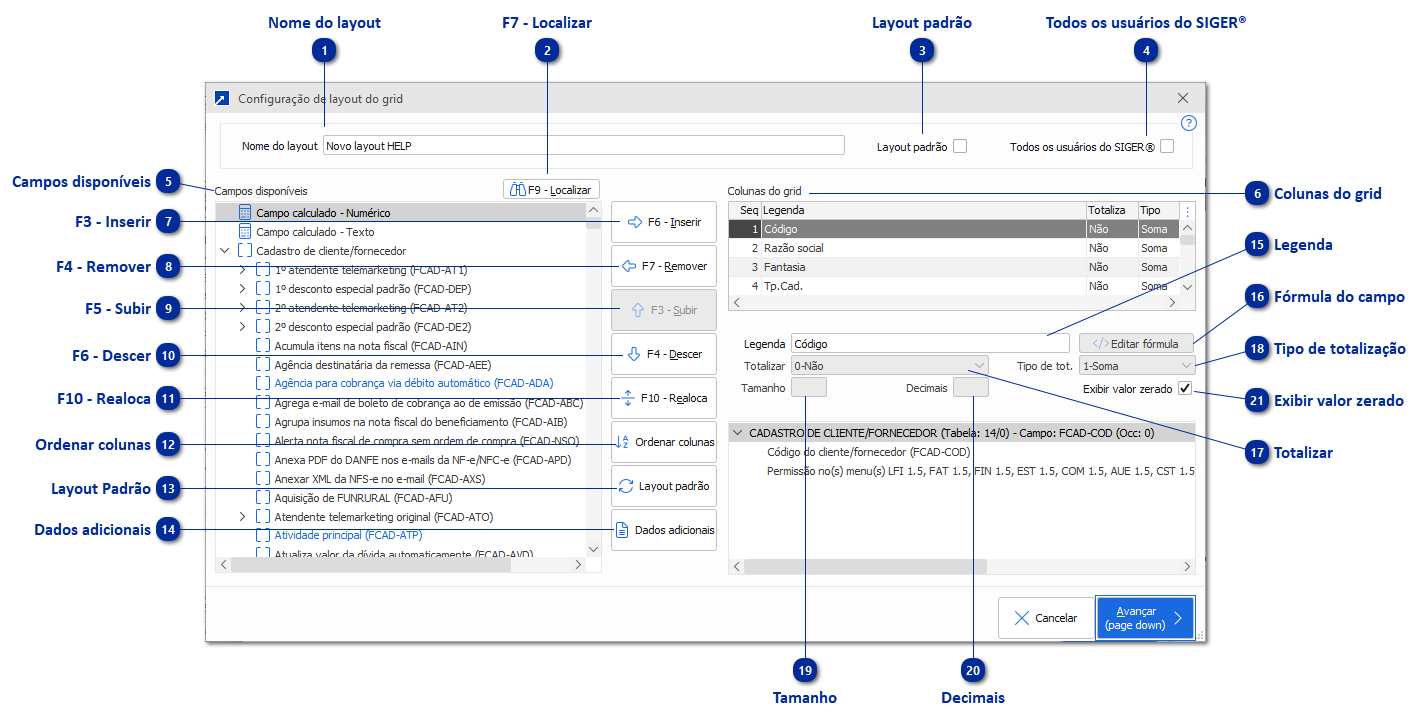 Configurador de Layout do Grid