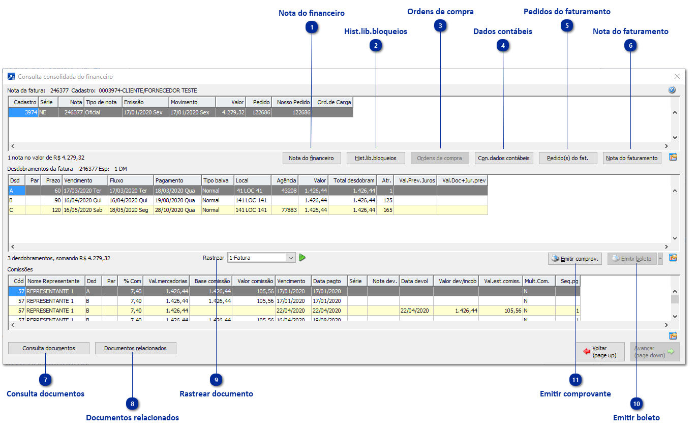 Consulta consolidada do financeiro