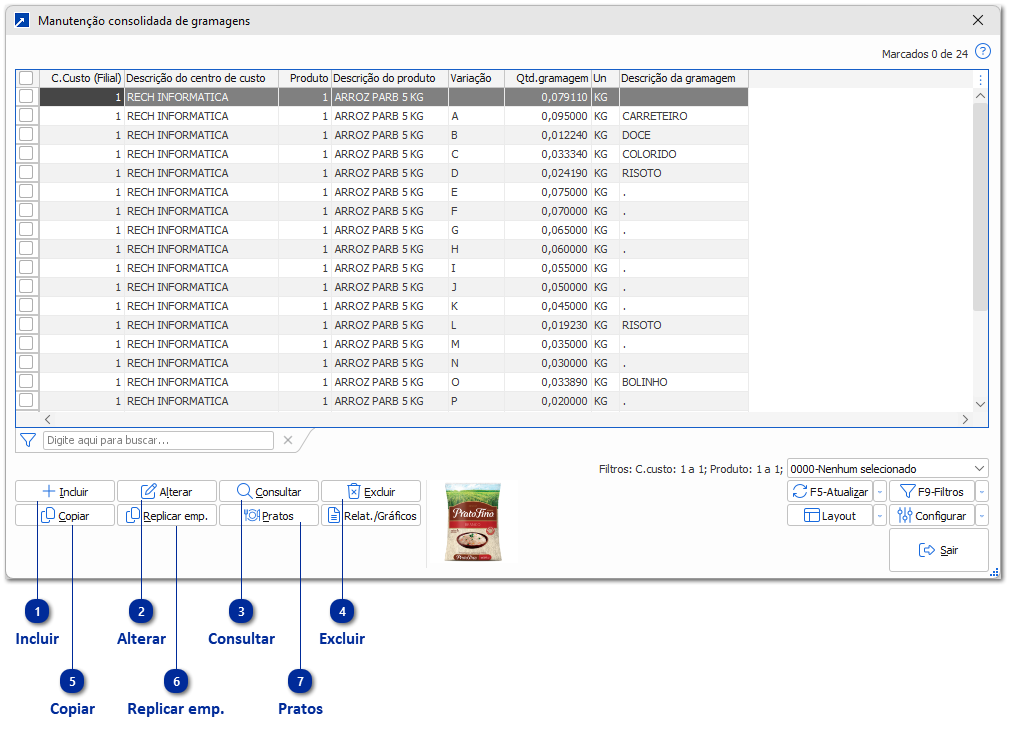 Manutenção Consolidada de Gramagens