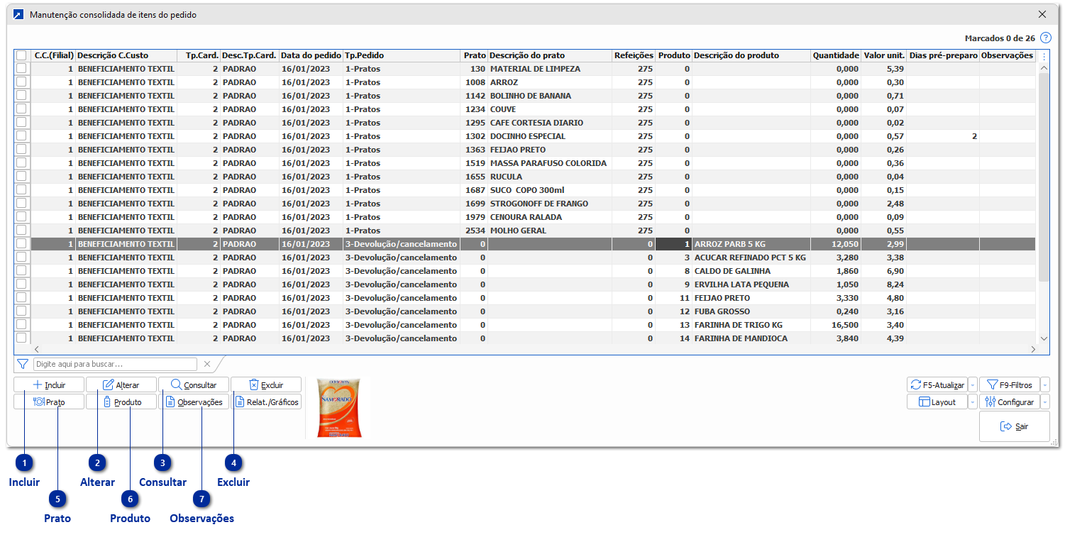 Manutenção Consolidada de Itens do Pedido