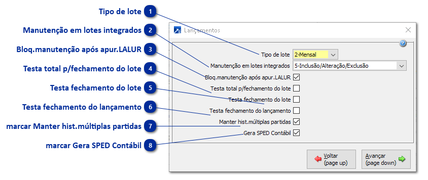 Configurações dos Lançamentos da Empresa do Módulo Contabilidade