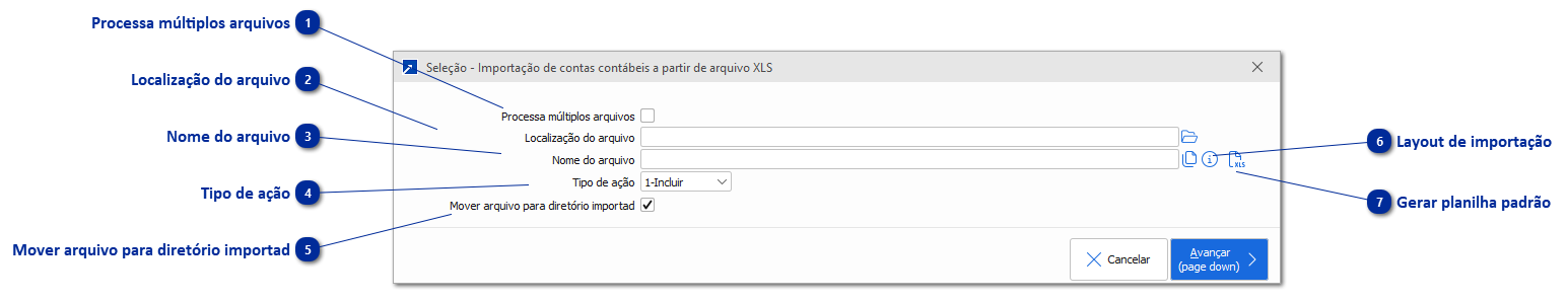 Importação das Contas Contábeis via Planilha