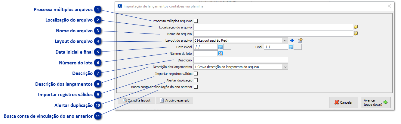 Importação de Lançamentos Contábeis via Planilha