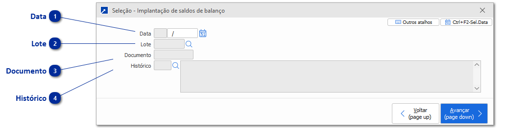 Implantação de Saldo de Balanço - Seleção