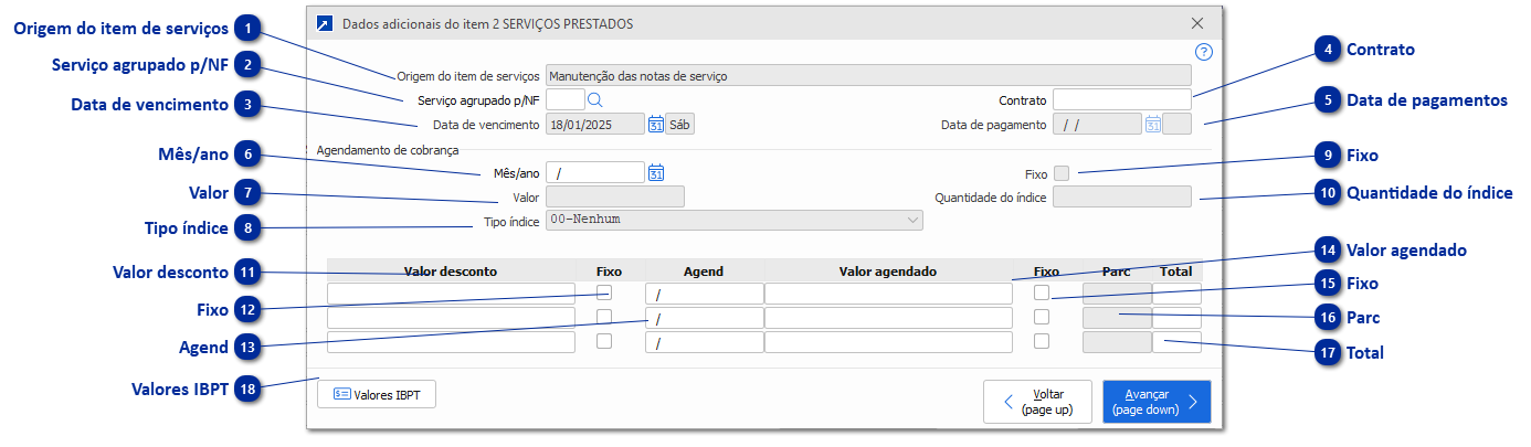 Dados Adicionais do Item do Serviço