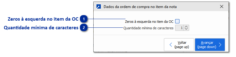 Dados da ordem de compra no item da nota