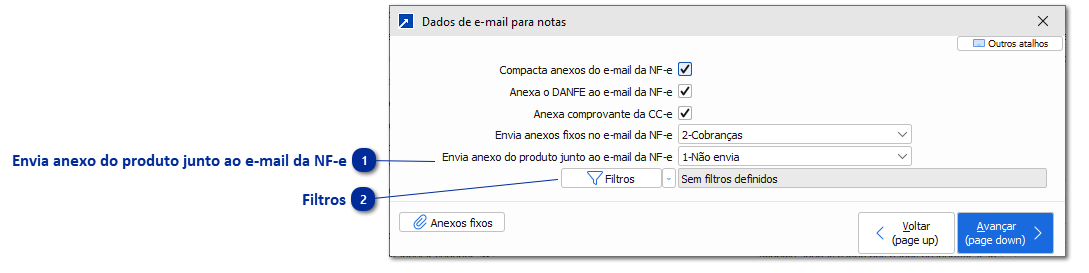 Dados de envio de e-mail da NF-e