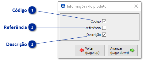 Configurações das Informações do Produto