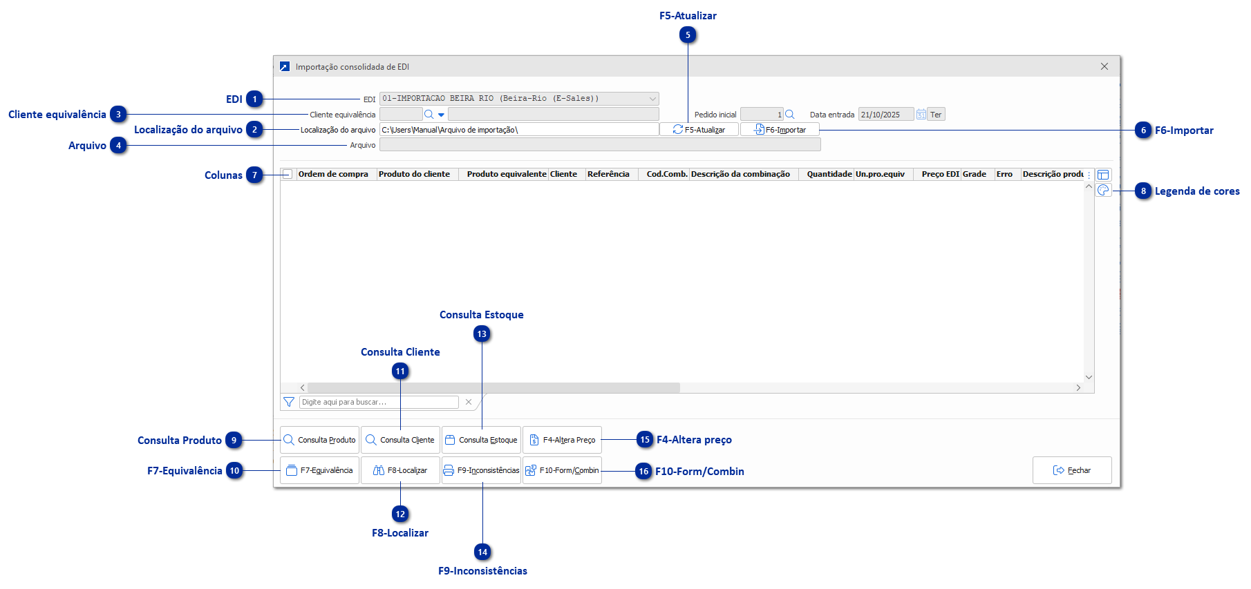Importação consolidada de EDI