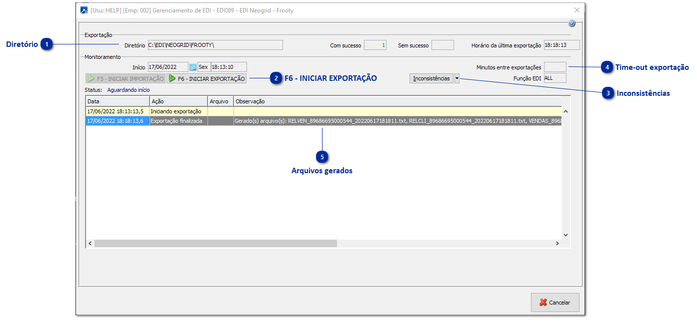 Geração dos arquivos