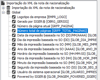 3. Campos disponíveis