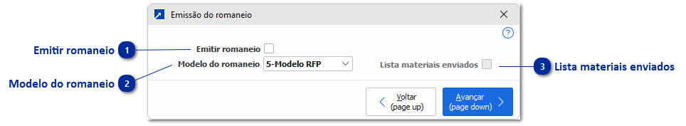 Emissão do Romaneio