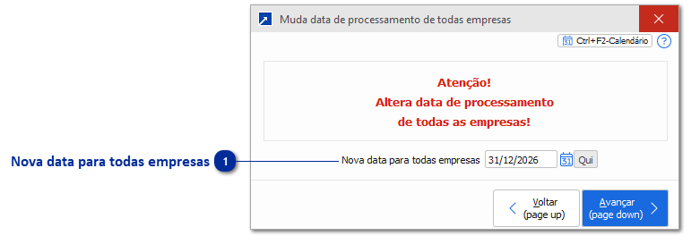 Mudança da Data de Processamento