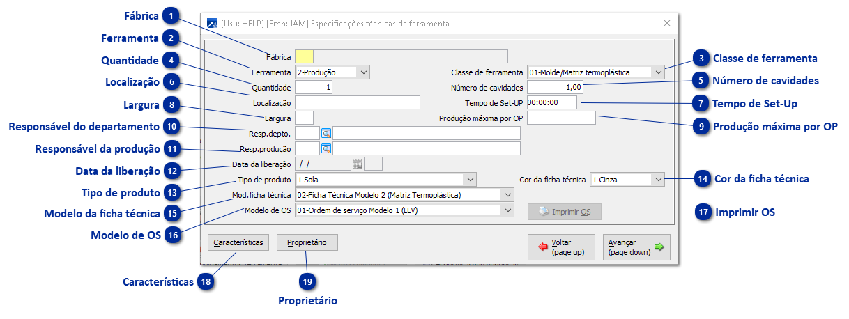 Especificações Técnicas - Ferramentas