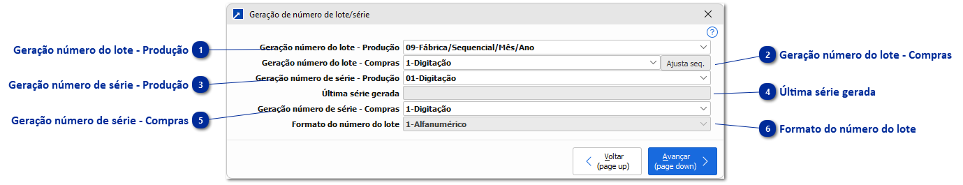 Geração de número de lote/série
