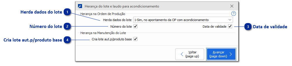 Herança dos dados do lote