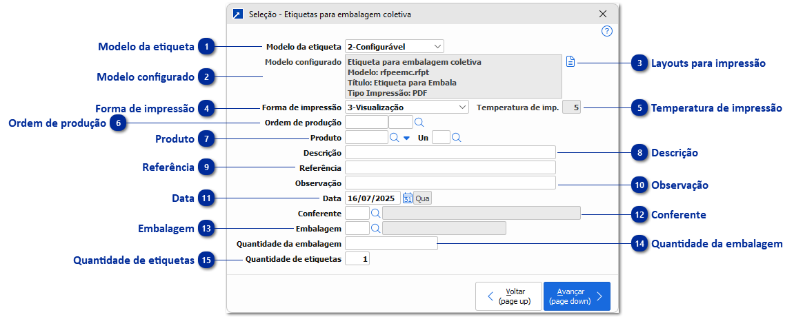 Etiquetas para embalagem coletiva 
