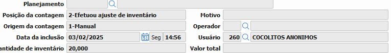 2. Dados da contagem