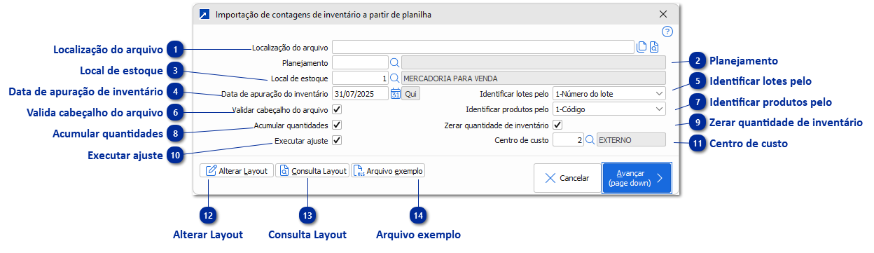 Importando Contagem de Inventário - XLS