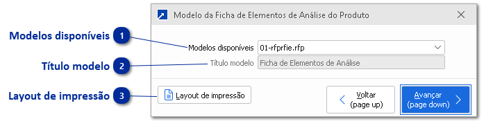 Ficha de Elementos de Análise do Produto