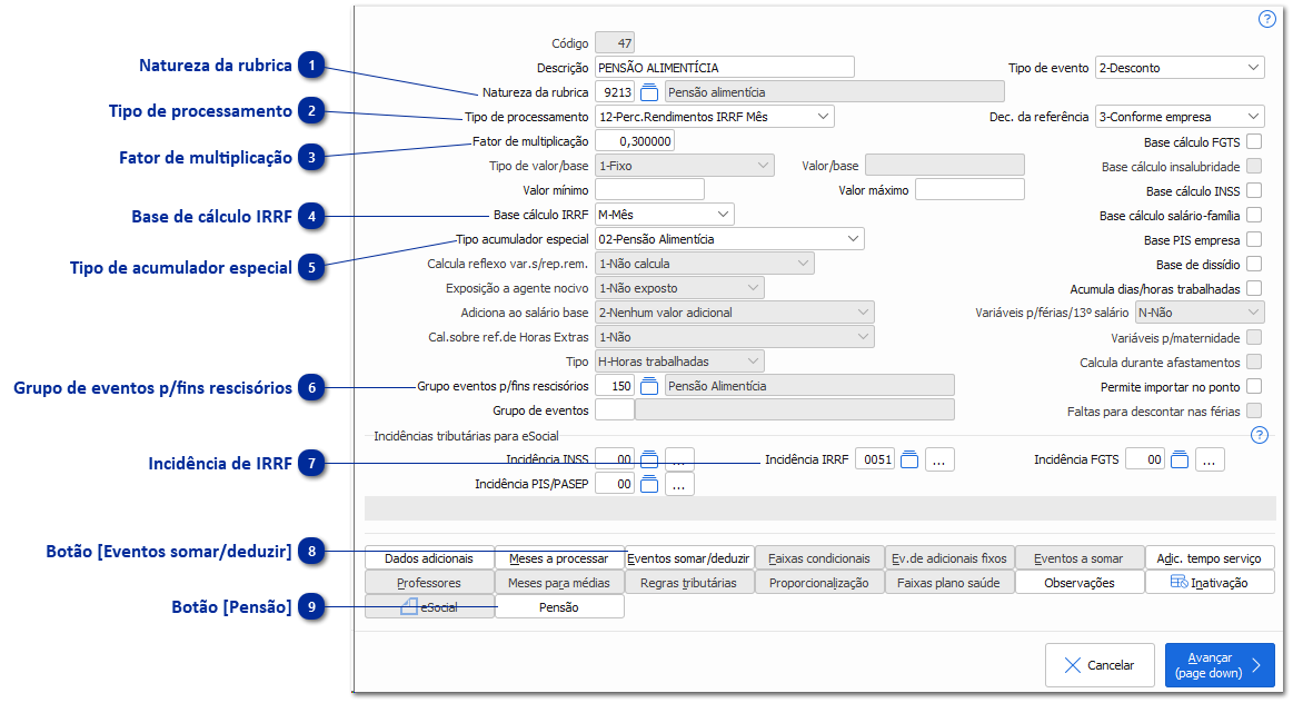Evento de Pensão Alimentícia