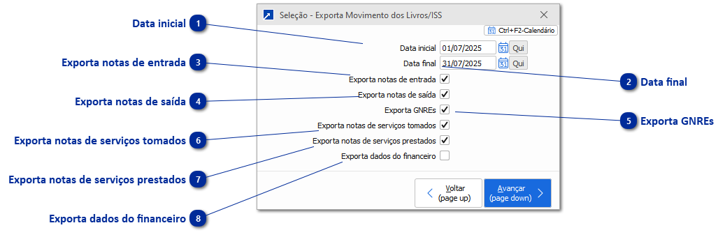 Exportação de Movimentos para Livros/ISS
