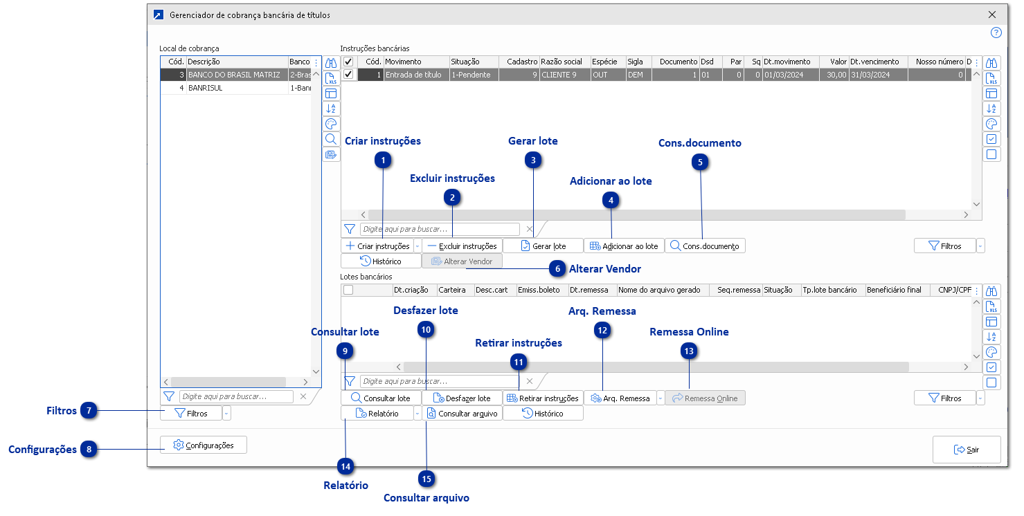 Gerenciador de Instruções Bancárias