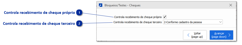 Bloqueios/Testes - Cheques