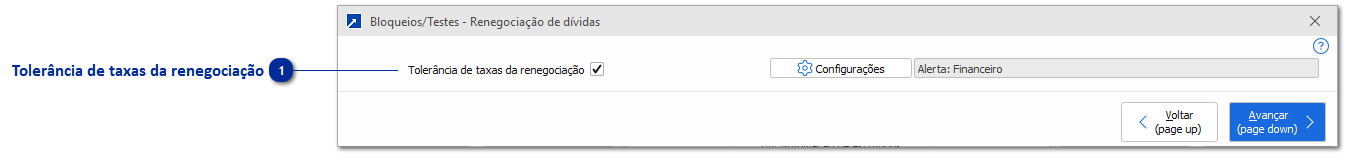 Bloqueios/Testes - Renegociação de dívidas