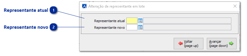 Alteração do representante das comissões em lote