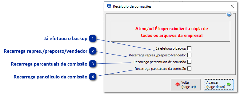 Recálculo de Comissões