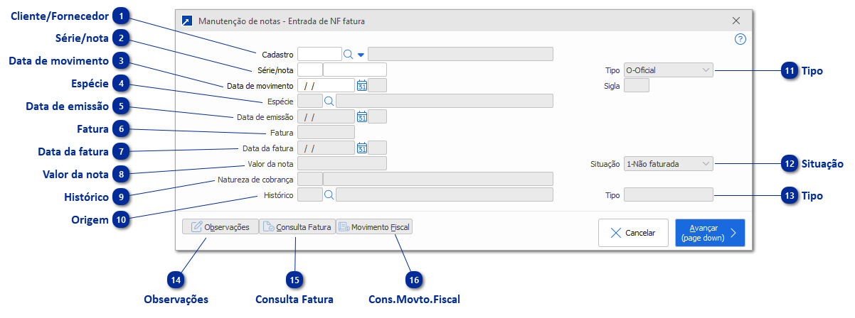 Manutenção de Notas