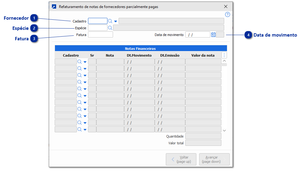 Refaturamento Notas Fornecedores Parcelas Pagas