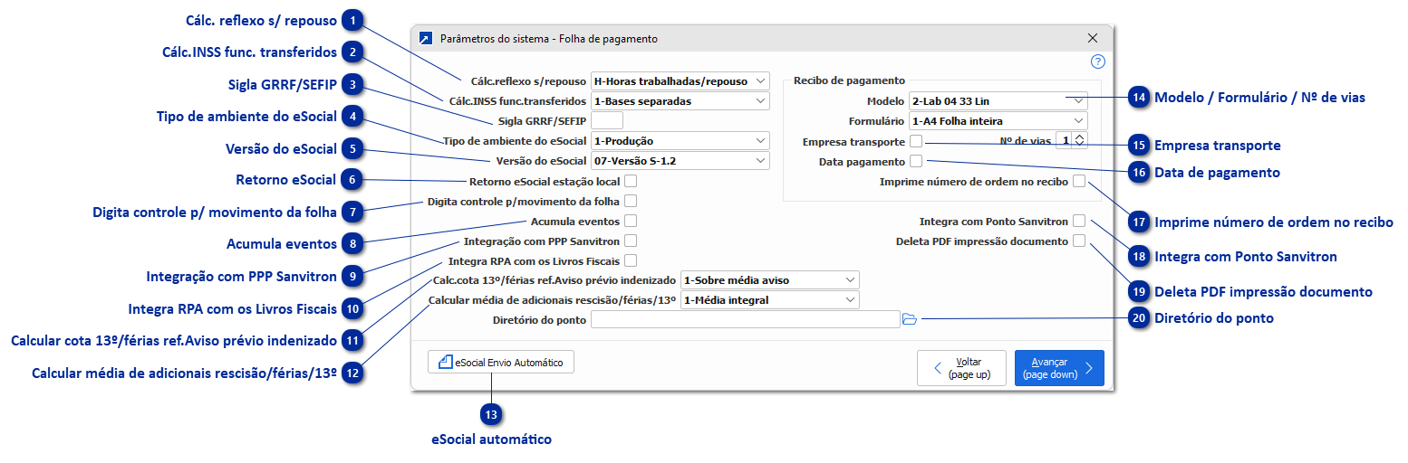 Parâmetros - Folha de Pagamento 1
