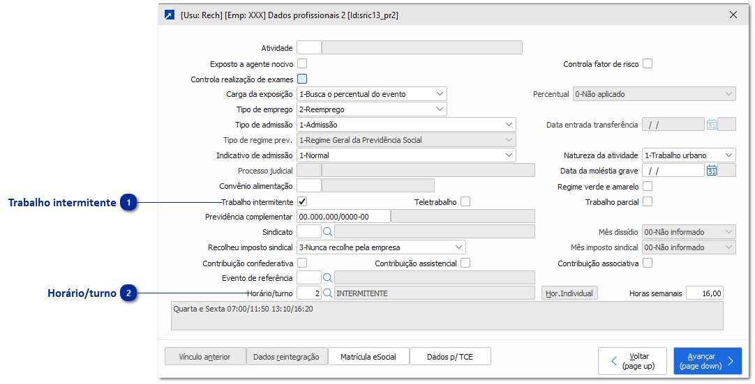 Funcionário Contrato Intermitente