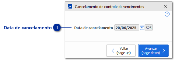 Cancelamento do controle de vencimentos