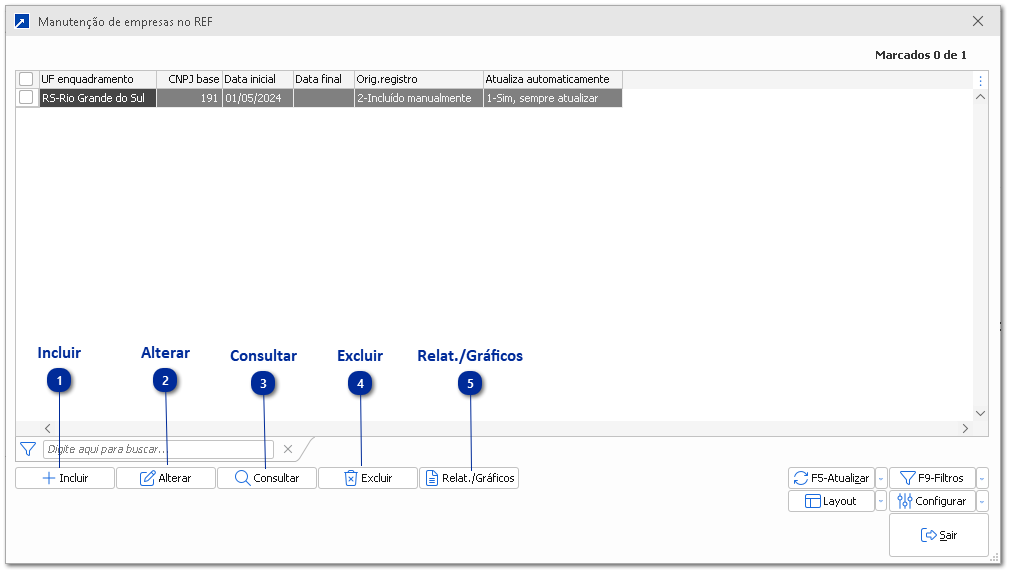 Manutenção de Empresas Enquadradas no REF