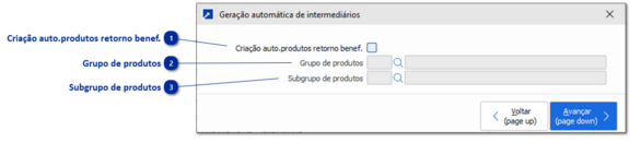 Geração automática de intermediários
