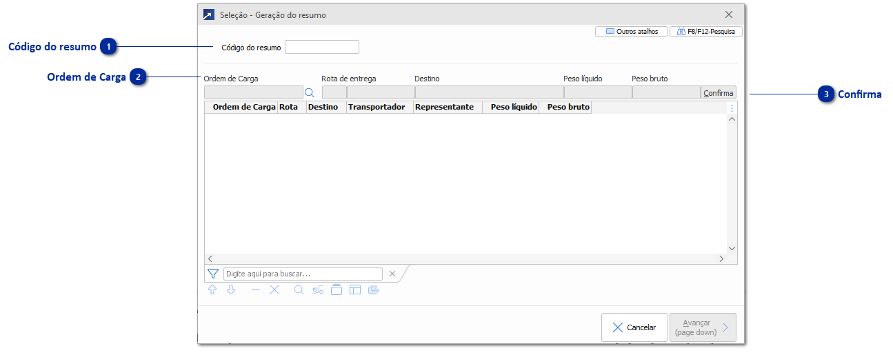 Gerar Resumo da Ordem de Carga