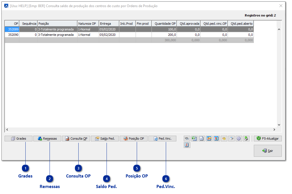 Consulta de saldos por centro de custo