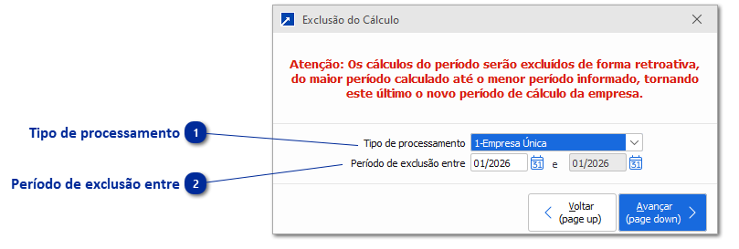 Exclusão do Cálculo