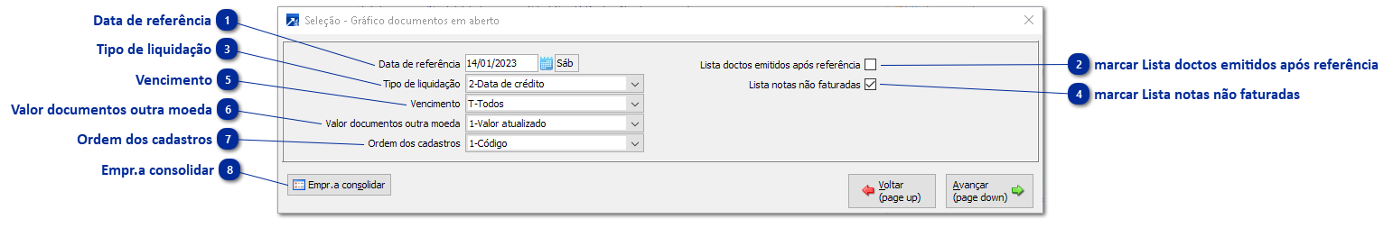 Gráfico de Documentos em Aberto