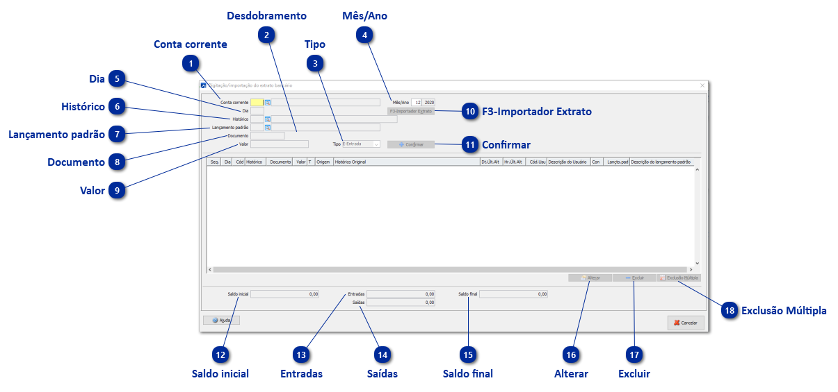 Importação do Extrato