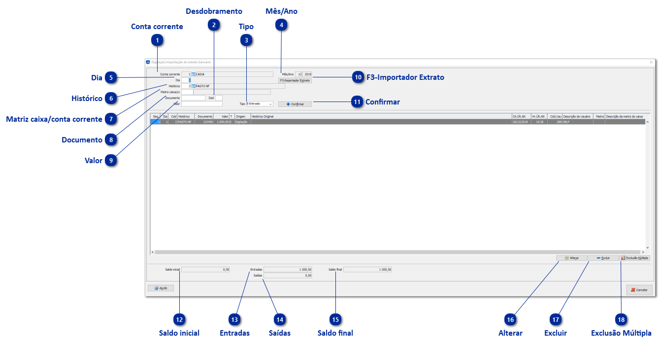 Importação do Extrato