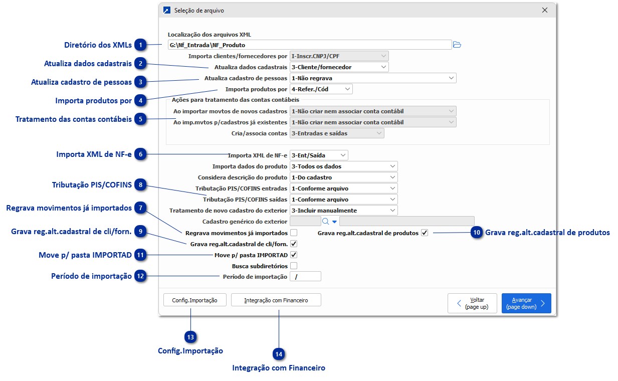 Importação dos XMLs de saída em lote