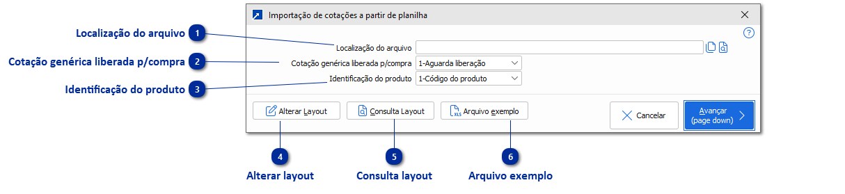 Importação de Cotação por Planilha