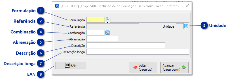 Inclusão de Combinação sem Formulação
