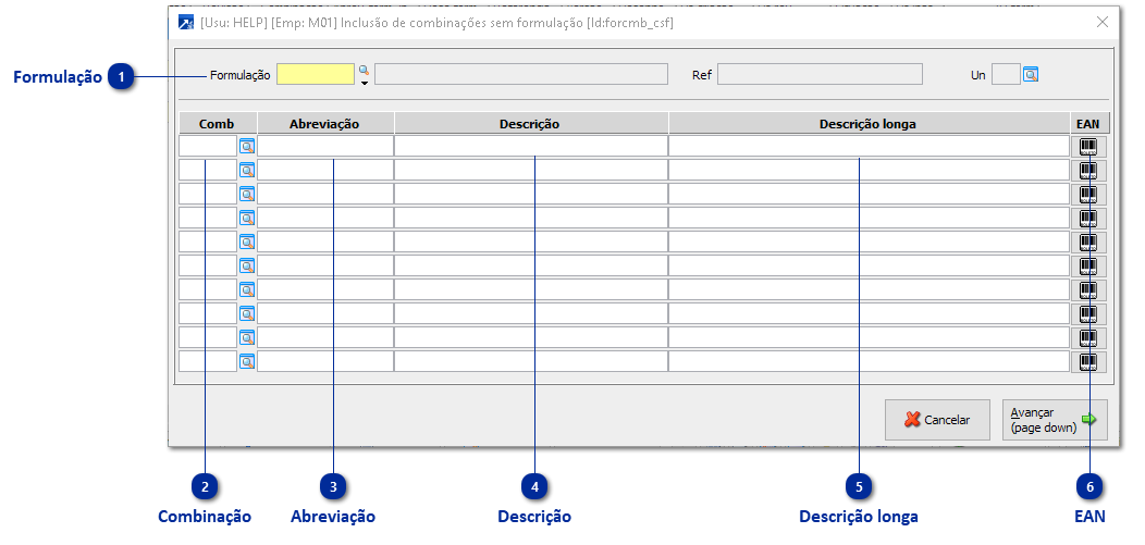 Inclusão de Múltiplas Combinações sem Formulação
