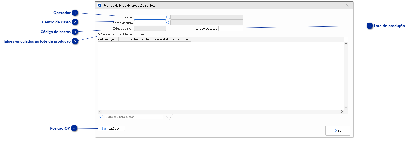 Início de produção por lote de produção