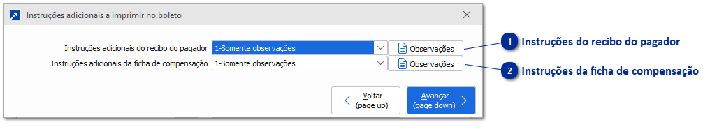 Instruções Adicionais do Local de Cobrança